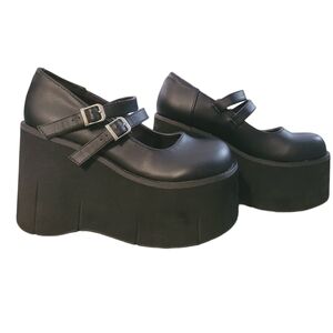 Demonia Kera Black Mary Jane Platform Shoes Size 7